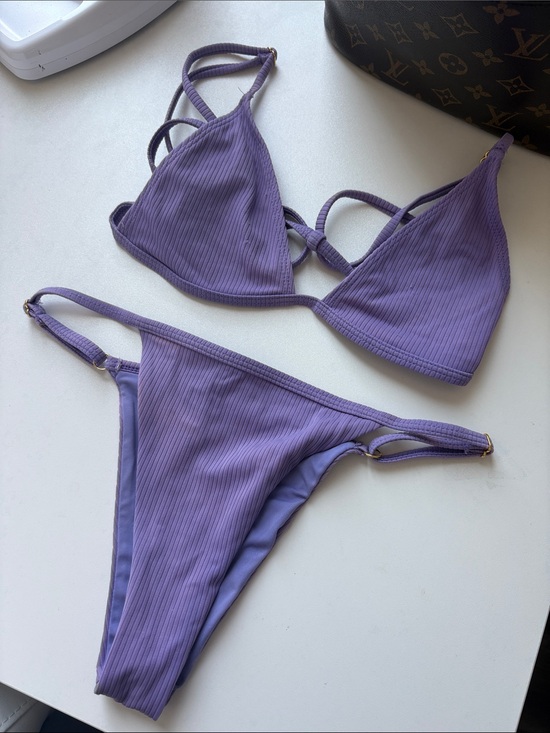 Koana Swim Other - Ribbed Triangle Bikini Set in Lavender